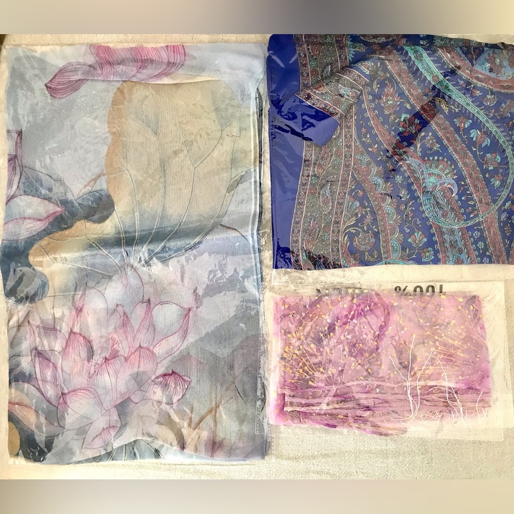 Set of 3 SILK Scarves NEW